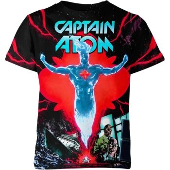 Black Captain Atom Atomic Power Shirt - Unleash Futuristic Energy in Style