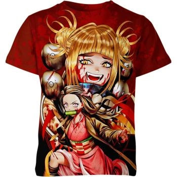 Nezuko Vs Himiko Toga in Striking Red and Multicolor Shirt