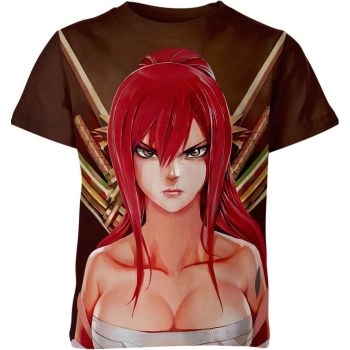 Earthy Charm - Erza Scarlet From Fairy Tail Brown Shirt