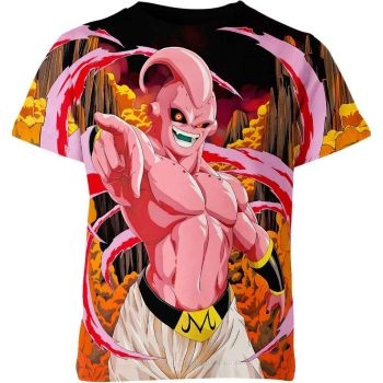 Playful Pink and Multicolored Majin Buu From Dragon Ball Z Shirt