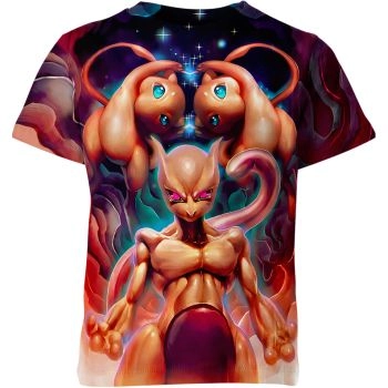 Earthy Orange and Brown Mew and Mewtwo From DQS Shirt