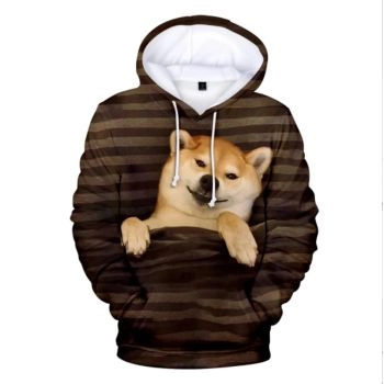 Fashion Brown Dog Pattern Animals Hoodie