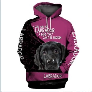  Cute And Loose Black White Dog Pattern Animals Hoodie