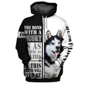 Fashion Black White Dog Pattern Animals Hoodie