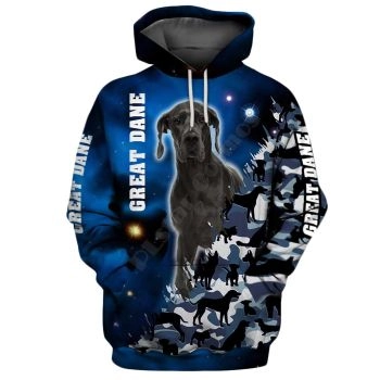 Precious Blue Dog Pattern Animals Hoodie