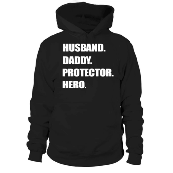 Mens Husband Daddy Protector Hero T- Gift From Wife Children Hoodies