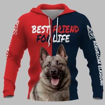 Oversize Red Blue Dog Pattern Animals Hoodie