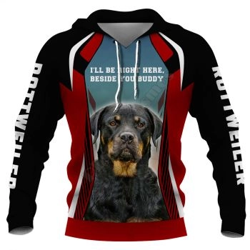 Vintage  And Loose Black Red Dog Pattern Animals Hoodie