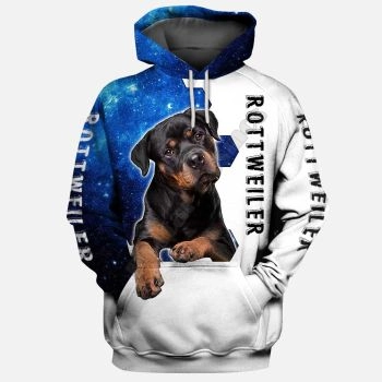 Elegance Blue White Dog Pattern Animals Hoodie