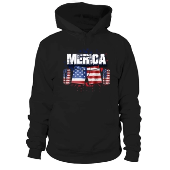 Merica Independence Day Graphic 4th July Hooded Sweatshirt