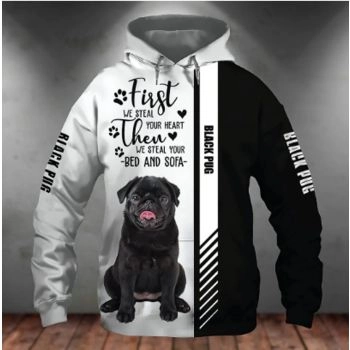 Fashion Black White Dog Pattern Animals Hoodie