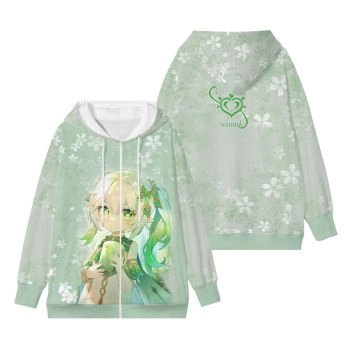 Beautiful Genshin Impact Nahida Anime Zip-Up Hoodie