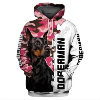 Classical  Pink White Dog Pattern Animals Hoodie