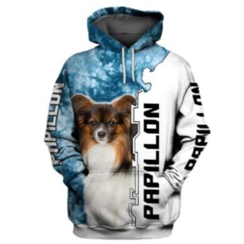 Generous And Beautiful Blue White Dog Pattern Animals Hoodie