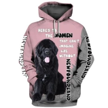  Classical And Elegance Pink Black Dog Pattern Animals Hoodie