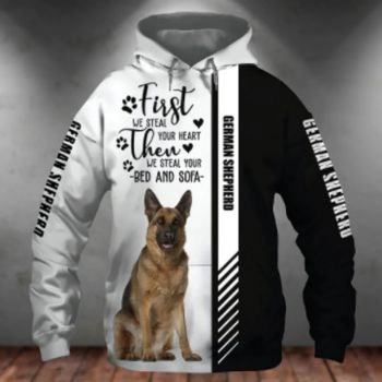  Fashion White Black Dog Pattern Animals Hoodie