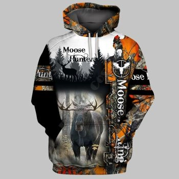 Oversize Black Deer Pattern Animals Hoodie