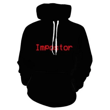 Game Among Us Hoodie &#8211; 3D Print Black Impostor Pullover Hoodie