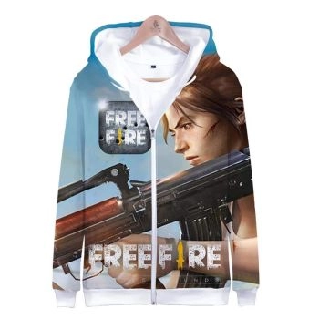 Game Free Fire 3D Zipper Hoodie &#8211; Funny Long Sleeve Sweatshirt