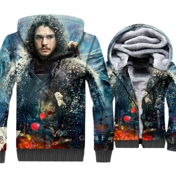 Game of Thrones Jackets &#8211; Game of Thrones Series Snow Character  Super Cool 3D Fleece Jacket