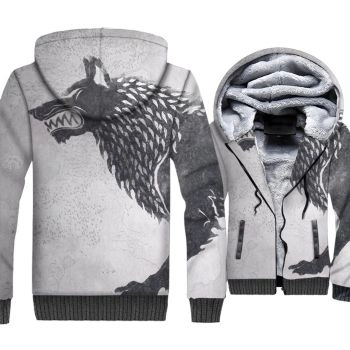 Game of Thrones Jackets &#8211; Game of Thrones Series Stark White Icon Super Cool 3D Fleece Jacket