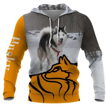 Elegance Yellow White Dog Pattern Animals Hoodie