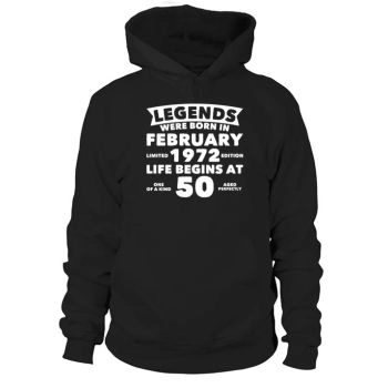 50th Birthday February Vintage 1972 Gift Idea Hoodies