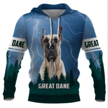 Vintage  Blue Dog Pattern Animals Hoodie