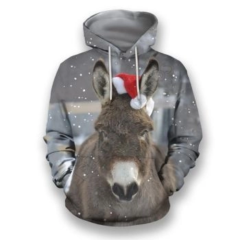 Loose Brown Horse Pattern Christmas Hoodie