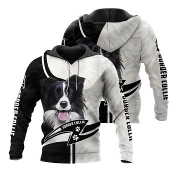 Loose Black White Dog Pattern Animals Hoodie