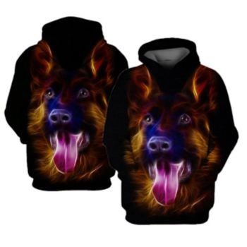 Loose Black Dog Pattern Animals Hoodie