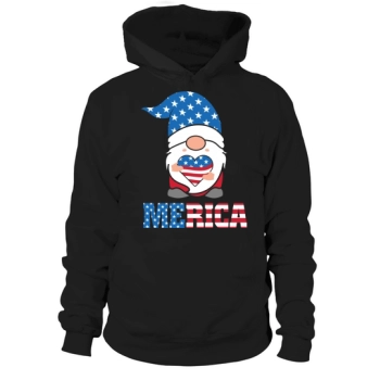 4th of July Gnome Heart USA Flag Hoodies