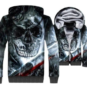 Ghost Rider Jackets &#8211; Ghost Rider Series Black Skull Super Cool Terror 3D Fleece Jacket