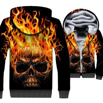 Ghost Rider Jackets &#8211; Ghost Rider Series Flame Devil Skull Black Super Cool 3D Fleece Jacket