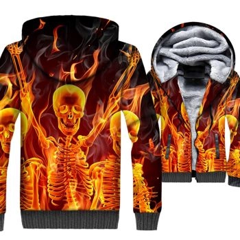 Ghost Rider Jackets &#8211; Ghost Rider Series Flame Skull Man Super Cool 3D Fleece Jacket