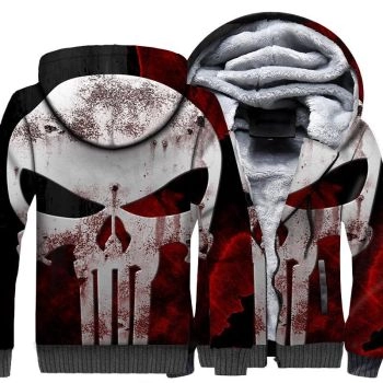Ghost Rider Jackets &#8211; Ghost Rider Series Ghost Rider Skull Sign Super Cool Black and Red 3D Fleece Jacket