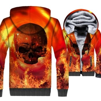 Ghost Rider Jackets &#8211; Ghost Rider Skull Series Flame Skull Icon Terror Super Cool 3D Fleece Jacket