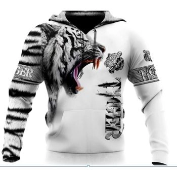 Vintage  And Loose White Lion Pattern Indians Hoodie