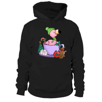 Christmas Hot Drinks Cute Flamingo Hoodies