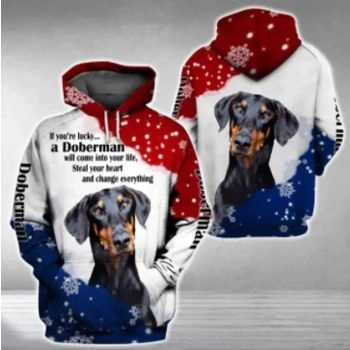 Fashion Blue White Dog Pattern Animals Hoodie