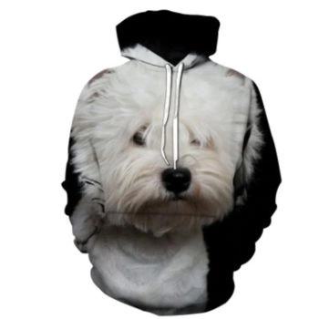  Pretty White Black Dog Pattern Animals Hoodie