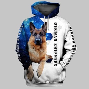 Street Blue White Dog Pattern Animals Hoodie