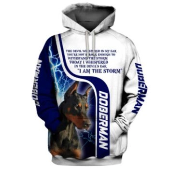 Oversize Blue White Dog Pattern Animals Hoodie