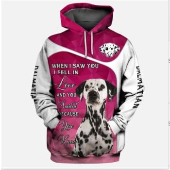 Street Pink White Dog Pattern Animals Hoodie