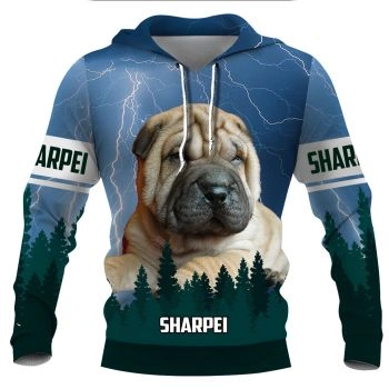 Precious And Cute Blue Dog Pattern Animals Hoodie