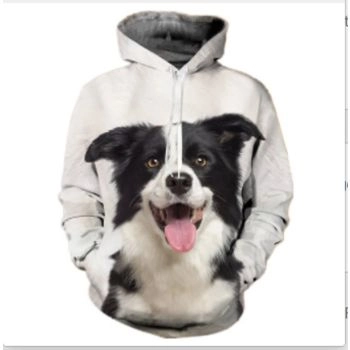 Oversize White Dog Pattern Animals Hoodie