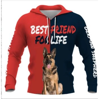 Classical  Red Blue Dog Pattern Animals Hoodie