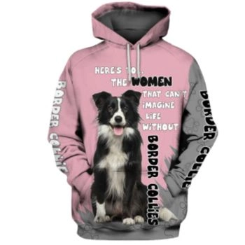  Temperament Pink Dog Pattern Animals Hoodie