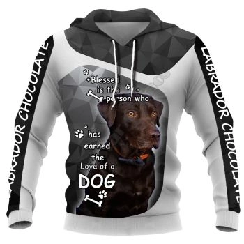 Loose And Fashion Black Dog Pattern Animals Hoodie