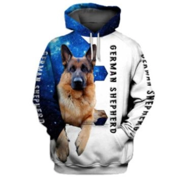 Street Blue White Dog Pattern Animals Hoodie